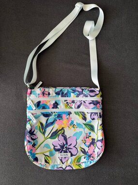 Vera Bradley Floral Crossbody Bag Lightweight Multi-Zip Shoulder Purse Colorful